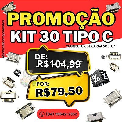KIT 30 PEÇAS CONECTOR TIPO C VARIADOS