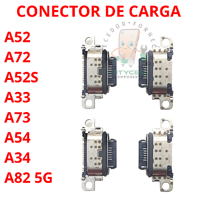 KIT C/ 10 PEÇAS CONECTOR DE CARGA A52 A72 SAMSUNG GALAXY A52 A525 A526B A72 A725F A725M A82 5G A826S