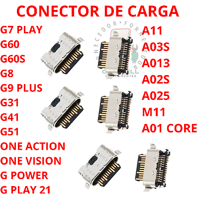 CONECTOR DE CARGA TIPO C MOTO G7 PLAY A02S A03S A04E A01 CORE A11 G8  G9 PLUS G51 G41 G31 ONE VISION G60S ONE ACTION / ONE VISION /