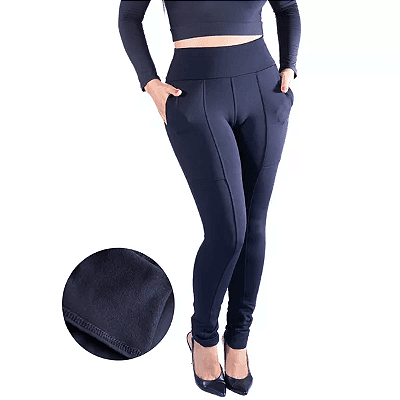 Calça Legging Branca Plus Size Flanelada Enfermagem Grossa Gramatura 400