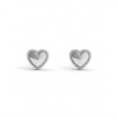 Brinco coração de prata 925 trabalhado