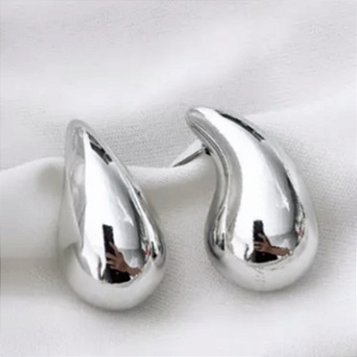 Brinco Gota Vírgula de Prata 925-Elegância Para Mulheres