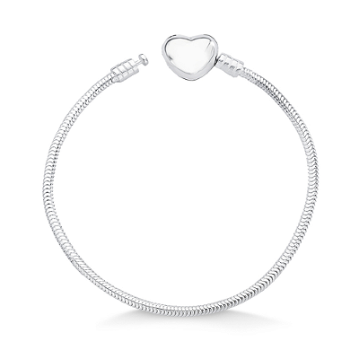 Pulseira de Prata 925 para Berloques: Fecho Coração