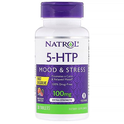 5-HTP 100mg Fast Dissolve Alta Absorção Natrol 30 Tablets Precursor da Serotonina