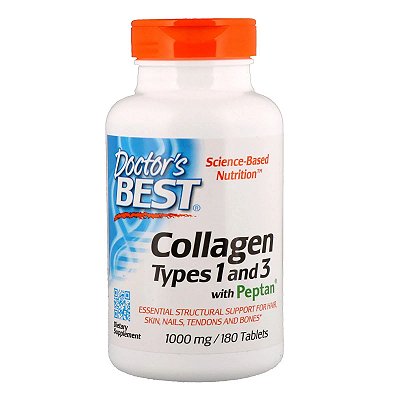 Colágeno Tipo 1 e 3 Com Peptan Doctor's Best Importado Original 180 Comprimidos Para 6 Meses