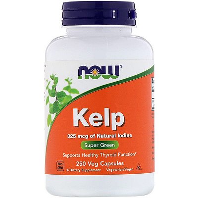 Kelp 325mcg Iodo Now Foods Original Importado Superalimento 250 Cápsulas Para 8 Meses