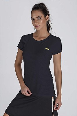 T-Shirt Feminina Preta Fitness Proteção UV+50