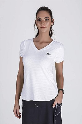 T-Shirt Feminina Branca Alongada Proteção UV+50