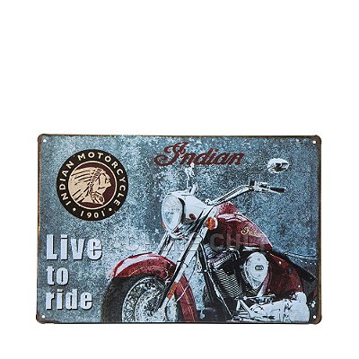 Placa Moto Indian Live to Ride