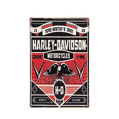 Placa Decorativa em Metal - Harley-Davidson Garage