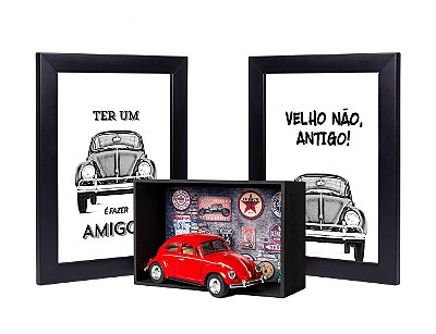 Miniatura Fusca Vermelho - Kit presente Colecionável