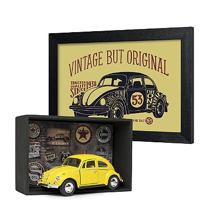 Presente Fusca - Super Kit Miniatura Quadro e Expositor