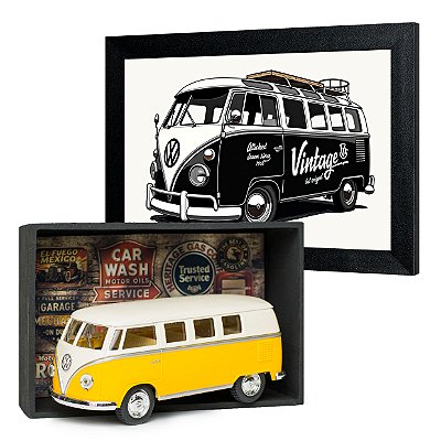 Presente Perua Kombi - Super Kit Miniatura Quadro e Expositor