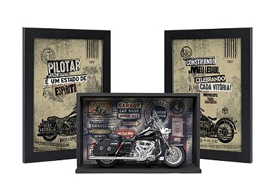 Miniatura Harley-Davidson 2013 FLHRC Road King Classic - Kit Expositor + Quadros