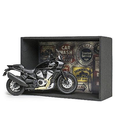 Kit Miniatura Harley-Davidson Pan America 1250 Special 1:18 com Expositor e Postal