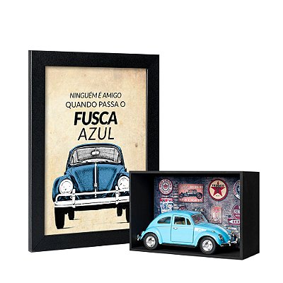 Kit Presente Miniatura Fusca Azul