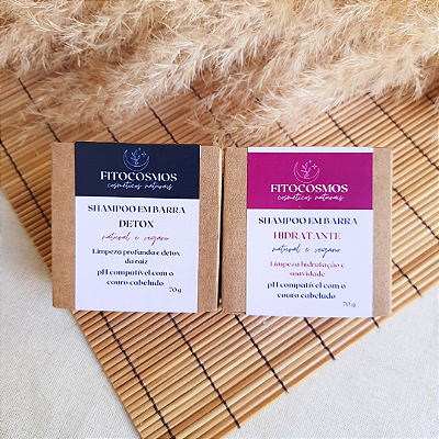 Kit Shampoos em Barra (Hidratante + Detox) - Naturais e Veganos
