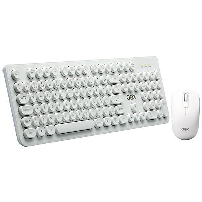 Kit teclado e mouse sem fio OEX TM410 Português/BR Branco