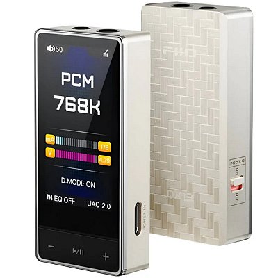 Amplificador / DAC de Fone de Ouvido FiiO QX13 Dourado portátil – ES9027Pro 8 canais, 900mW, 10-band PEQ