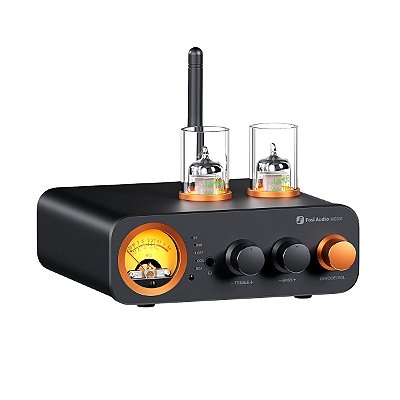 Amplificador Fosi MC331 Híbrido DAC Bluetooth 105W RMS com VU Meter e Valvulas 5654W HiFi