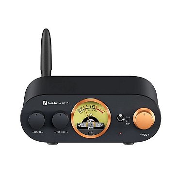 Amplificador Fosi MC101 Bluetooth 5.3 HiFi 200W RMS Retro com VU Meter e Ajuste de Graves e Agudos