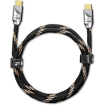 Cabo FiiO LT-TC5M USB-C para USB-C OTG 80cm Áudio Digital Dados Cobre Banhado a Prata