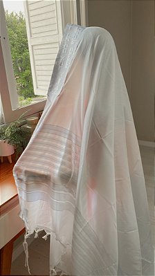 Talit Gadol Jumbo branco 190cm x 140cm