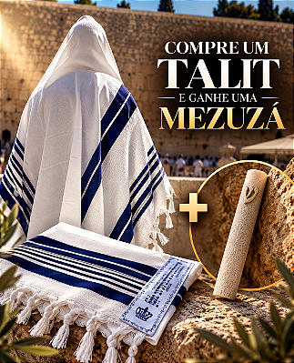 Compre um Talit e Ganhe uma Mezuzá | Talit Jumbo Azul