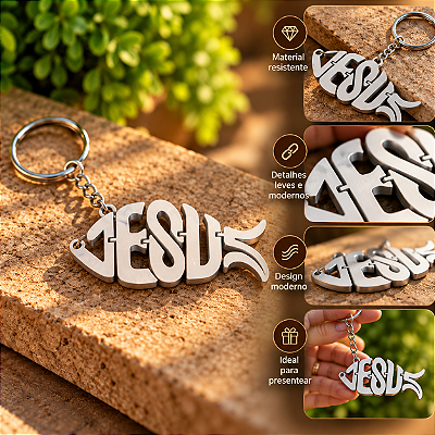 Kit 10 Chaveiros Cinza Jesus - Símbolo Peixe Cristão