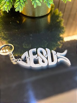 Kit 10 Chaveiros Cinza Jesus - Símbolo Peixe Cristão