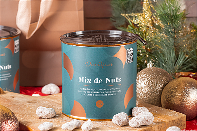 Lata Mix 350g - macadâmias, castanhas de caju e amêndoas