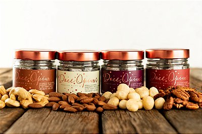 KIT COM MACADÂMIAS, AMÊNDOAS, CASTANHAS DE CAJU E NOZES PECAN