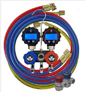 MANIFOLD DIGITAL DE ALUMINIO BIDIRECIONAL COM MANGUEIRAS R134A 180CM