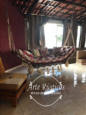 Rede Balanço Rústico de Cipó Natural C/encosto