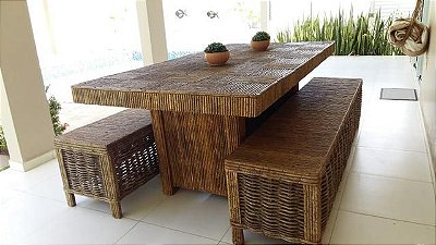 Mesa Artesanal de Cipó Natural