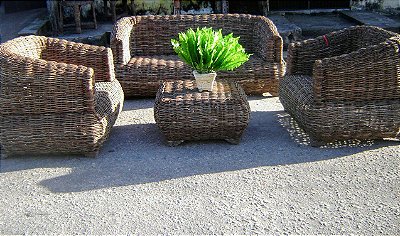 Jogo Sofá de Cipó Natural Artesanal (BOLUFA)