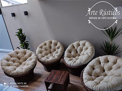 Jogo de Poltronas Parabólica de Cipó Natural