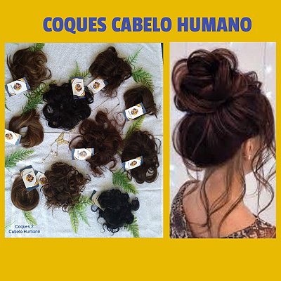 Coque Aplique  Penteado de Elástico com  cabelos humanos  varias cores n°2