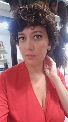 PERUCA LIZ CABELO CURTO ENCARACOLADO CASTANHO  HUMANA