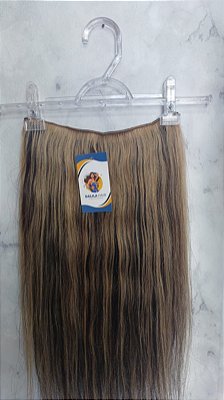 APLIQUE TIC TAC CABELO HUMANO CASTANHO ESCURO COM CASTANHO MEL 50CM 13