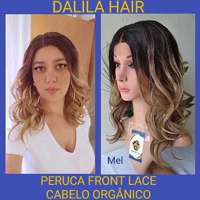 PERUCA MEL FRONT LACE CABELO ORGÂNICO OMBRE HAIR