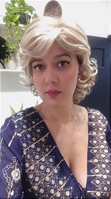 Peruca Mirtes loira cabelo organico tamanho curto