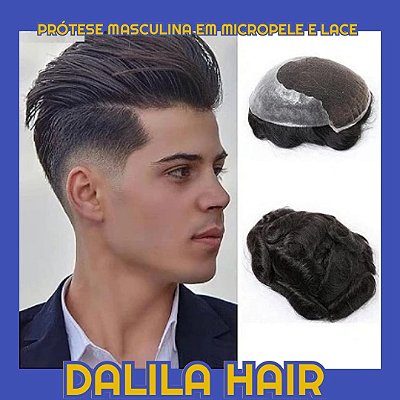 Prótese Capilar Masculina de Cabelo Humano Castanho Escuro Dalila Hair + Brinde