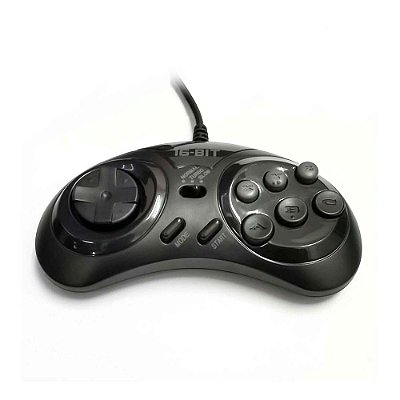 Controle para Mega Drive / Master System / Genesis com função Turbo Preto