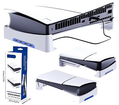 Suporte horizontal Compativel com PS5 Slim / PS5 Pro com 4 Portas USB'S