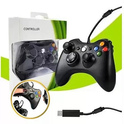 Controle com Fio Compatível com Xbox 360 / PC / Notebook - Cabo 2,5m, Conforto e Precisão