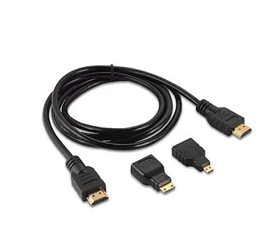 Cabo HDTV Kit HDMI 3 em 1, Micro e Mini 1,5m Full HD 1080P
