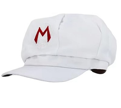 Boné Temático Super Mario Bros Fantasia Carnaval - Branco