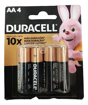 Pilha Alcalina AA Duracell - 4 Unidades - Alta Durabilidade