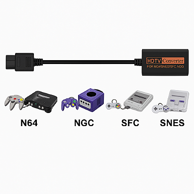 Adaptador Conversor HDMI 1080p compatível com Nintendo 64 / Super Nintendo / GameCube / Super Famicom com Upscaler